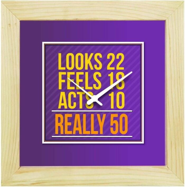 TheYaYaCafe 6X6 Inches 50Th Birthday Gifts Desk Clock Looks Feels Act Canvas - Image 4