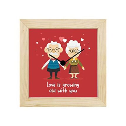 Giftsmate Valentine Gifts for Girlfriend Desk Clock Wooden Framed Love is Growing Old with You Love - Image 10