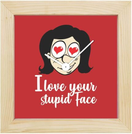 Giftsmate Valentine Gifts for Boyfriend Desk Clock Wooden Framed Quirky I Love Your Stupid Face - Image 3