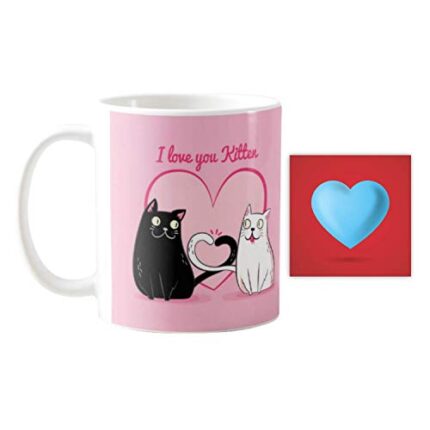 Giftsmate Valentine Gift Combo for Girlfriend Wife Mug I Love You Kitten - Image 3