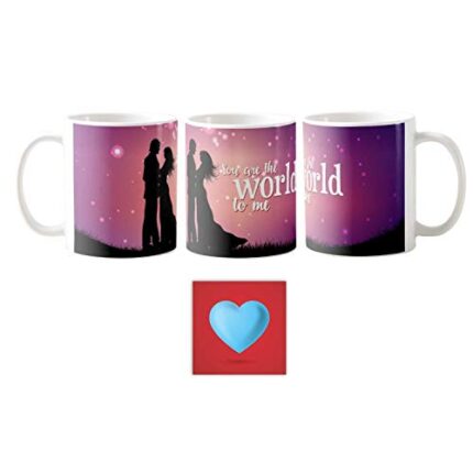 Giftsmate Valentine Gift Combo for Girlfriend Wife Mug You are the World to Me - Image 3