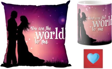 Giftsmate Valentine Gift Combo for Girlfriend Wife Mug You are the World to Me - Image 4