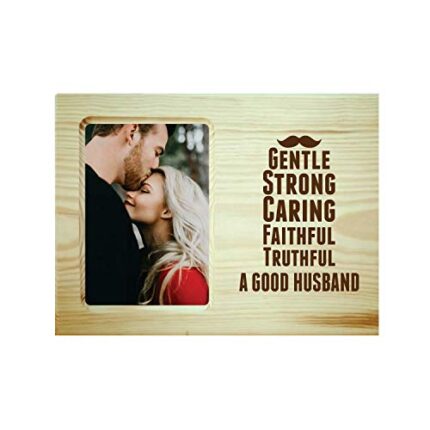 TheYaYaCafe Valentine Gifts for Good Husband Engraved Wooden Photo Frame for Table Wall Birthday Anniversary - Image 8