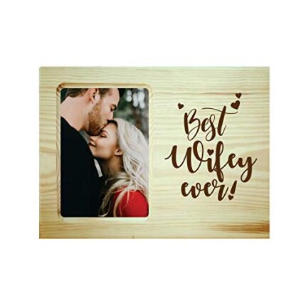 TheYaYaCafe Valentine Gifts for Husband My Wife Thinks I am Crazy Engraved Wooden Photo Frame for Table Wall Birthday Anniversary - Image 4
