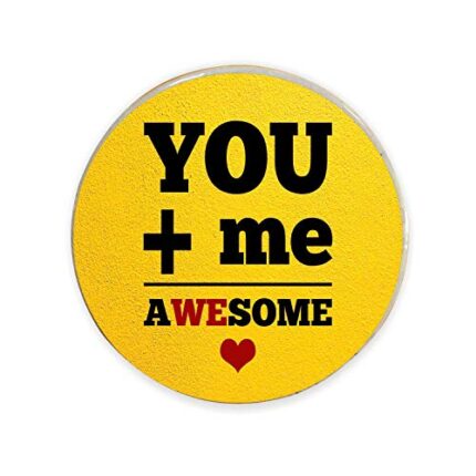 TheYaYaCafe Valentine Gifts For Girlfriend Boyfriend Husband Wife You+ Me Awesome Printed Round Fridge Magnet - Image 3