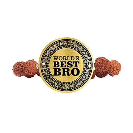 Raksha Bandhan Gifts Engraved Rudraksha Bracelet Rakhi for Brother (Golden) - Image 7