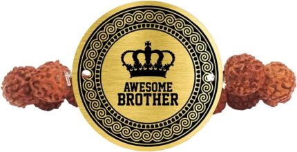 Raksha Bandhan Gifts Engraved Rudraksha Bracelet Rakhi for Brother - Image 3