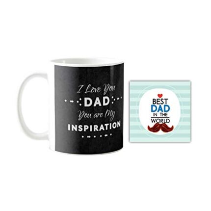 Giftsmate Fathers Day Gifts I Love You Dad You Are My Inspiration Gift Set of 4 - Mug, Cushion Cover, Coaster,Keychain - Image 3