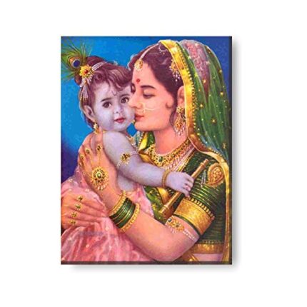 YaYa Cafe Baby Krishna with Yashoda Maa Idol Modern Art Wall Painting for Mom Canvas Photoframe - Image 1