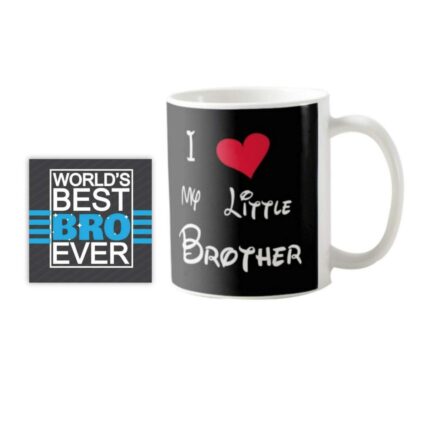 YaYa Cafe Birthday Chocolates Gift Combo for Kid Brother I Love Little Brother Mug, Coaster, Kinder Joy-Boy Gift Combo of 3 Birthday - Image 3