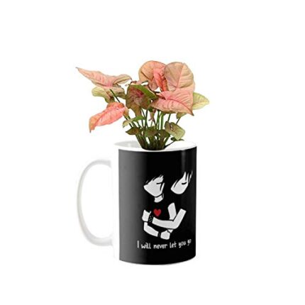 YaYa Cafe Valentine Gifts Exotic Syngonium Red Plant Indoor I Will Never Let You Go Printed Mug Planter | Air Purifying | Green Gifts | Feng Shui - Image 1