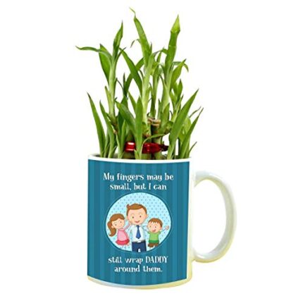YaYa cafe Birthday Gifts for Father I Can Wrap Daddy Around My Fingers Feng Shui Lucky Bamboo Plant Indoor Mug Planter Pot - Image 1