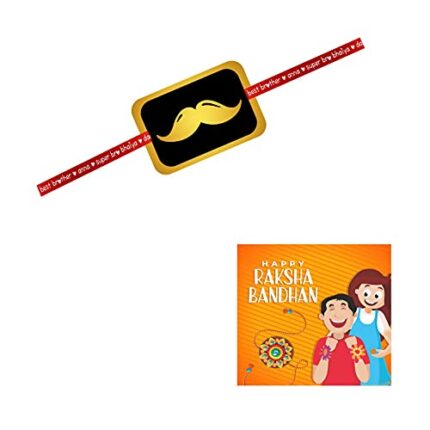 YaYa cafe Kids Rakhi for Brother Boy Baby Printed Rakhi Moustache Bro Raksha Bandhan, One Size, Acrylic, Acrylic - Image 1