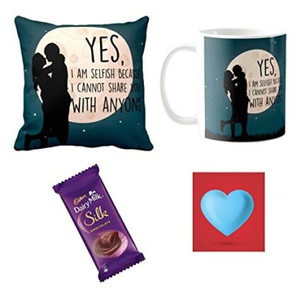 YaYa cafe Valentine Day Chocolate Gifts Combo for Girlfriend Mug Coaster Yes, I Am Selfish - Image 1