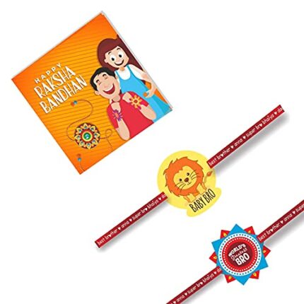 YaYa cafe Worlds Greatest Lion Baby Bro Printed Acrylic Rakhi Combo for Men (Multicolour) - Set of 2 - Image 1