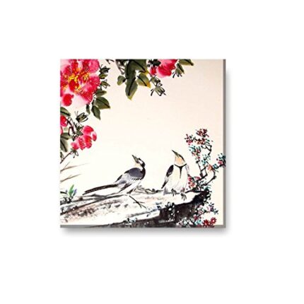 Yaya Cafe™ 12x12 inches Feng Shui Symbol of Love Magpie Modern Art Wall Painting Canvas - Image 1