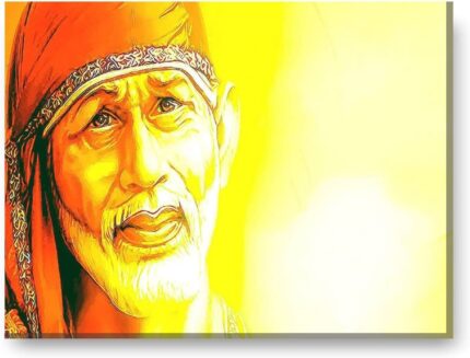 Yaya Cafe™ 12x18 inches Blissful Sai Baba Canvas Painting Photoframe Wall Hangings - Image 1