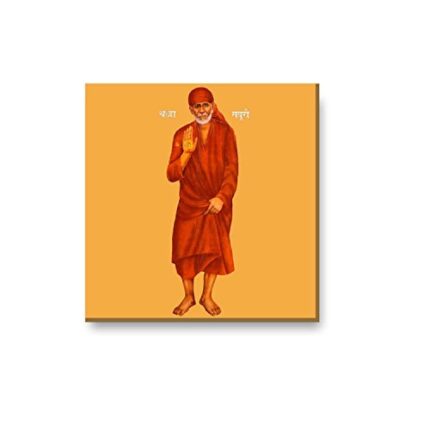 Yaya Cafe™ 15x15 inches Holy Sai Baba Canvas Painting Photoframe Wall Hangings - Image 1