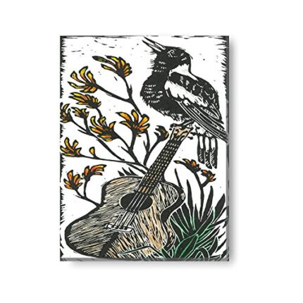 Yaya Cafe™ 18x12 inches Feng Shui Jovial Guitar Magpie Modern Art Wall Painting Canvas - Image 1