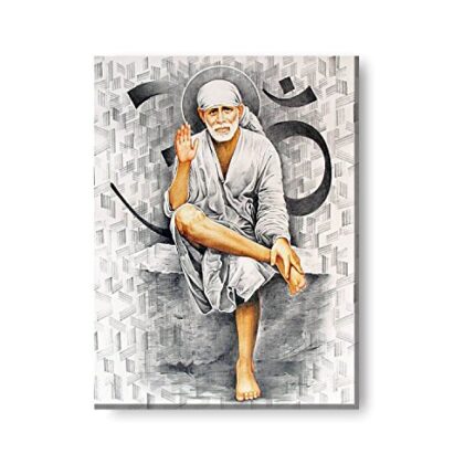 Yaya Cafe 18x12 inches Om Sai Baba Canvas Painting Photoframe Wall Hangings - Image 1