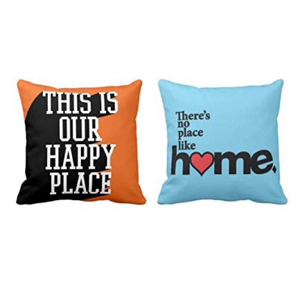 Yaya Cafe 20x20 inches Theres No Place Like Home Printed Cushion Covers Set of 2 Sofa - Image 1