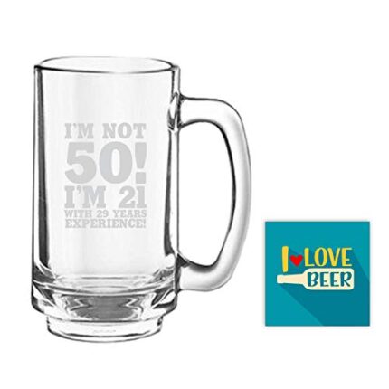 Yaya Cafe 50th Birthday Gifts, I am Not 50 Engraved Beer Mug for Men - Playboy Beer 357 ml - Image 1