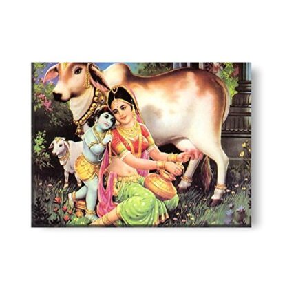 Yaya Cafe™ 9x12 inches Ethereal Love Sri Krishna Yashoda Ma Canvas Wall Painting - Image 1