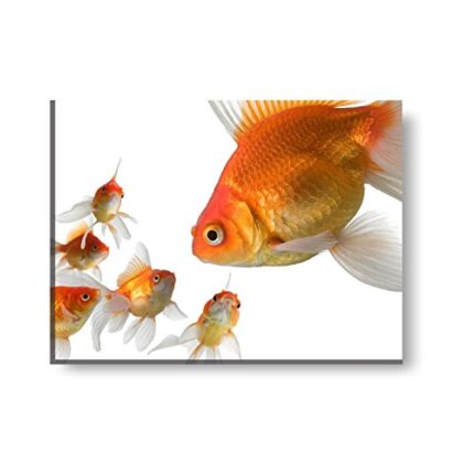 Yaya Cafe™ 9x12 inches Feng Shui Auspicious 6 Goldfish Modern Art Wall Painting Canvas - Image 1