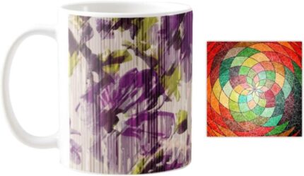 Yaya Cafe Attractively Perfectly Abstract Printed Ceramic Coffee Mug 330ml with Coaster - Image 1