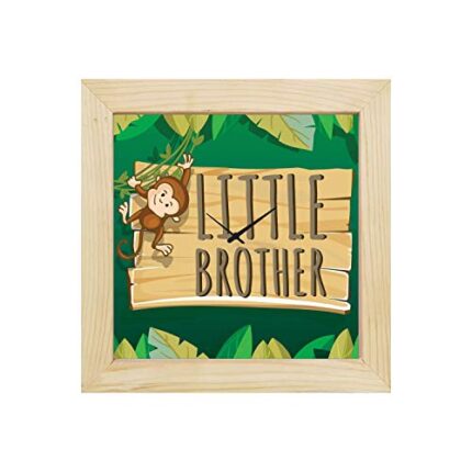 Yaya Cafe Birthday Bhaidooj Gifts for Brother, Little Monkey Brother Framed Wall Clock - 8 x 8 inches Birthday Bhaidooj