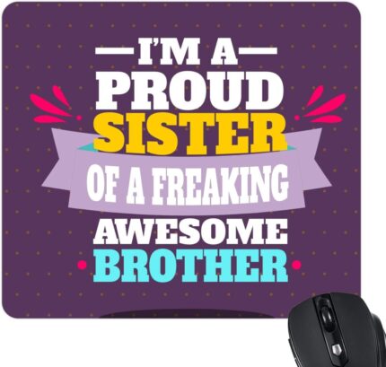 Yaya Cafe Birthday Brother, Proud Sister Freaking Awesome Brother Mug, Coaster, Mousepad, Cushion Cover, Set of 4 - Image 5