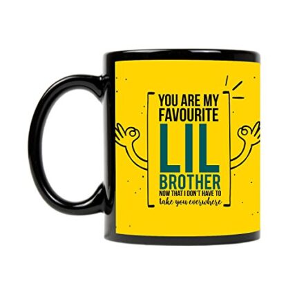 Yaya Cafe Birthday Gifts Combo, Favourite Little Brother Mug, Coaster - Image 1