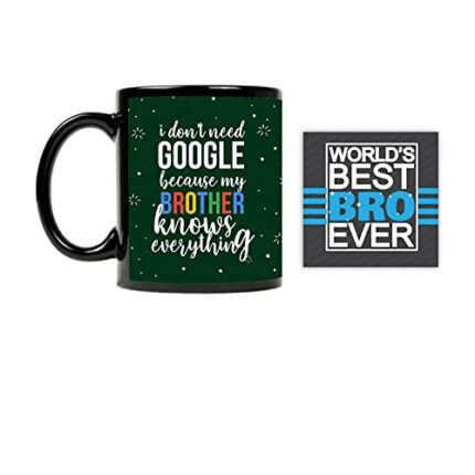 Yaya Cafe Birthday Gifts Combo, Google Brother Mug, Coaster - Image 1