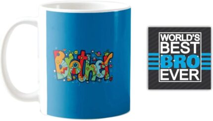 Yaya Cafe Birthday Gifts Combo for Brother, Colorful Brother Mug, Coaster, Mousepad, Cushion Cover, Keychain, Set of 5 - Image 3