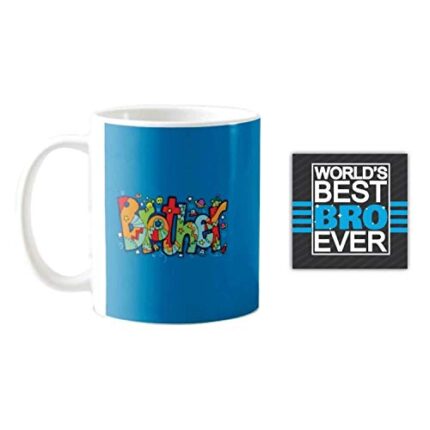 Yaya Cafe Birthday Gifts Combo for Brother, Colorful Brother Mug, Coaster, Set of 2 - Image 1