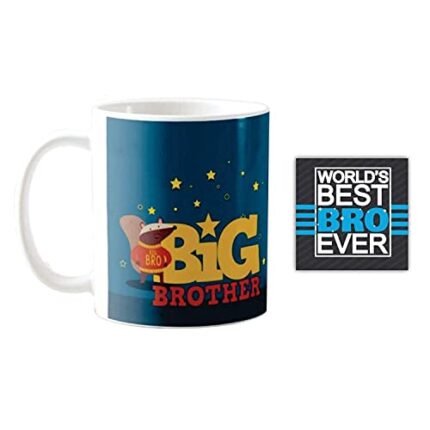 Yaya Cafe Birthday Gifts Combo for Brother, Starry Squirrel Big Bro Brother Mug Mug, Coaster, Set of 2 - Image 1