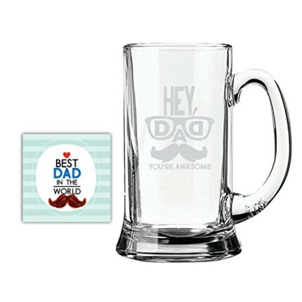 Yaya Cafe Birthday Gifts for Father Awesome dad Engraved Beer Mug for Dad - Icon Beer Mug 580ml - Image 1