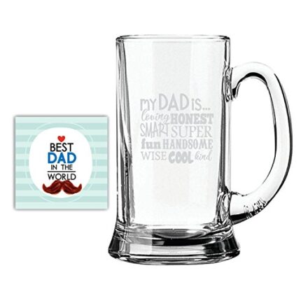 Yaya Cafe Birthday Gifts for Father Handsome Cool Dad Engraved Beer Mug for Dad - Jumbo Beer 1170ml - Image 1