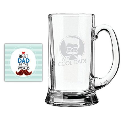 Yaya Cafe Birthday Gifts for Father My Cool Dad Engraved Beer Mug for Dad - Icon Beer 580ml - Image 1