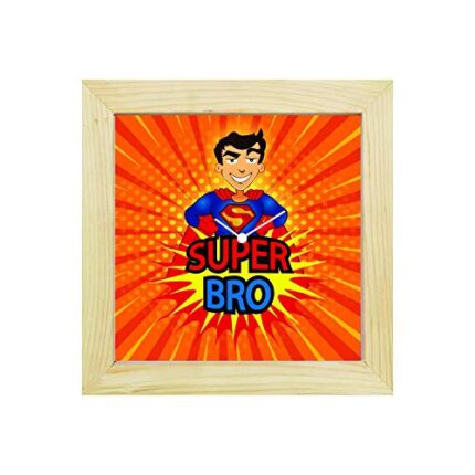 Yaya Cafe Birthday Rakhi Gifts for Brother, Super Bro Framed Wall Clock - 10 x 10 inches