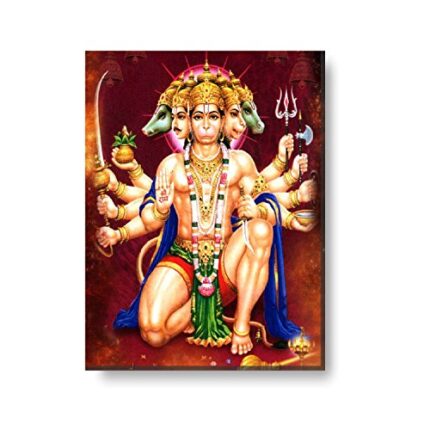 Yaya Cafe Blessed Panchmukhi Hanuman Modern Art Wall Painting for Mom Canvas Photoframe - Image 1