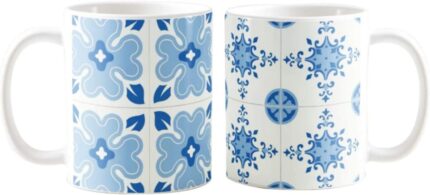 Yaya Cafe Blue Pottery Indigo Mug Set of 2 Antique Attractive with Coasters 330 ml - Image 3