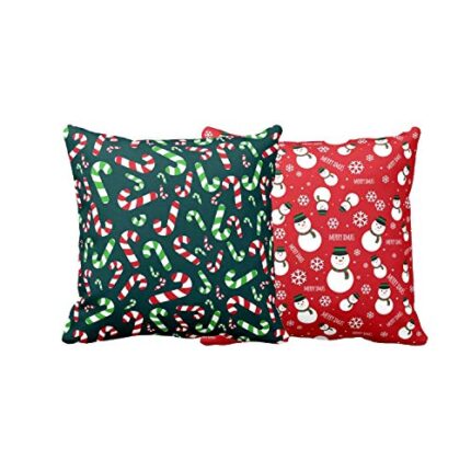 Yaya Cafe Christmas Gifts Cushion Covers House Decoration 20 x 20 inches Set of 2 - Cane Tree Ornaments Snowman - Image 1