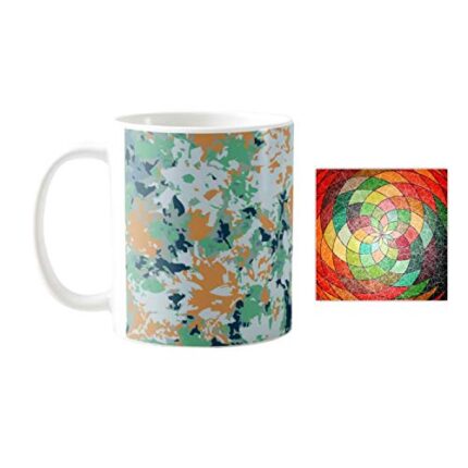Yaya Cafe Comely Abstract Printed Ceramic Coffee Mug 330ml with Coaster - Image 1