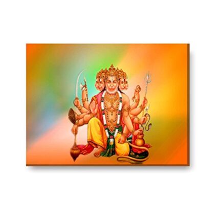 Yaya Cafe Devotional Panchmukhi Hanuman Modern Art Wall Painting Canvas Frame Poster - 12 x 18 - Image 1