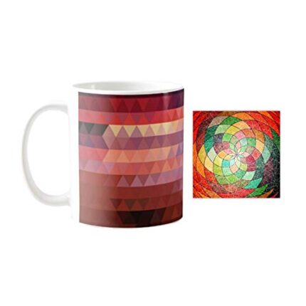 Yaya Cafe Distinctively Abstract Printed Ceramic Coffee Mug 330ml with Coaster - Image 1