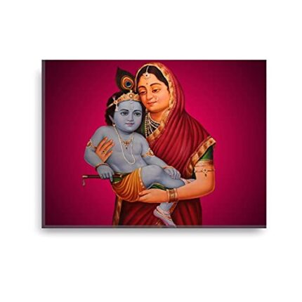 Yaya Cafe Diwali Gifts Serene Yashoda Maa Krishna Idol Modern Art Wall Painting for Mom Canvas Photoframe - Image 1