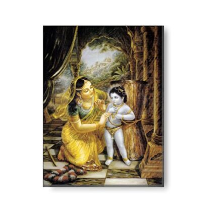 Yaya Cafe Eternal Love Krishna Yashoda Maa Wall Painting for Mom Canvas Photoframe Diwali Gifts - Image 1