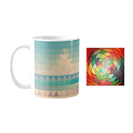 Yaya Cafe Excellently Abstract Printed Ceramic Coffee Mug 330ml with Coaster - Image 1