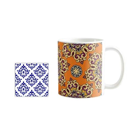 Yaya Cafe Fabulous Indigo Ceramic Coffee Mug with Coaster 330 ml - Image 1
